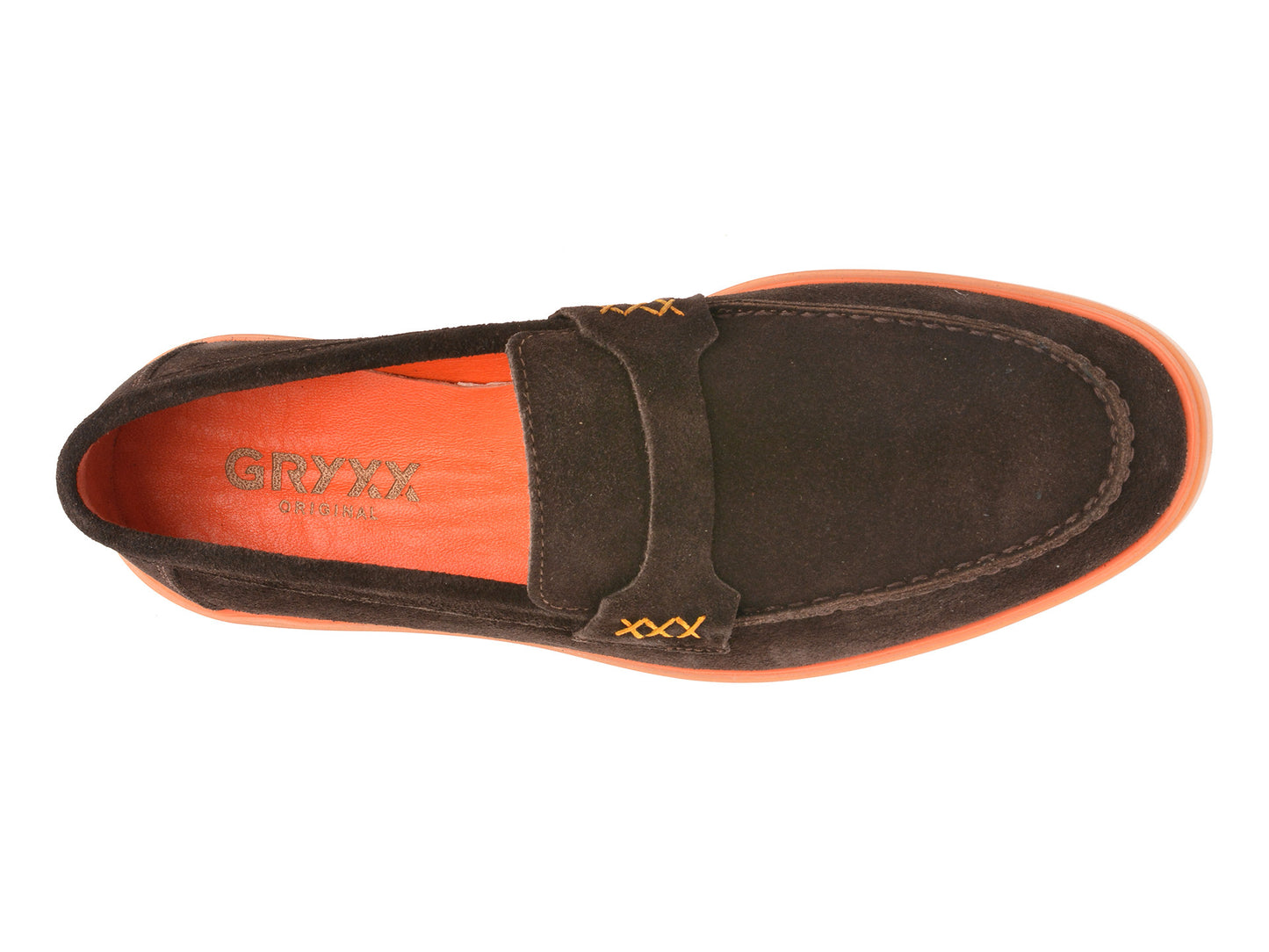 Mocasini GRYXA maro, LP100, din piele intoarsa