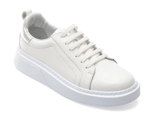Pantofi sport GRYXA albi, MN2320, din piele naturala
