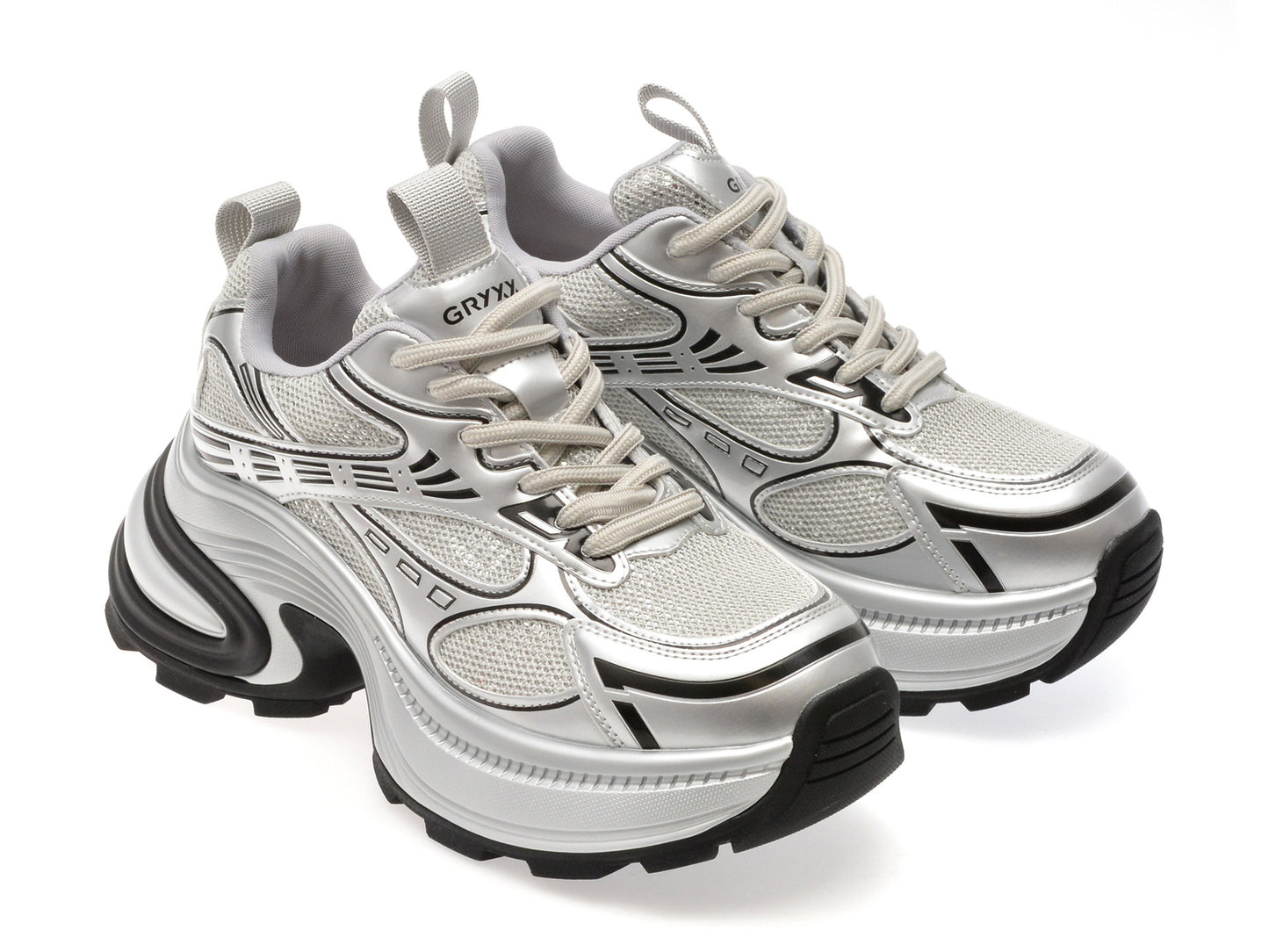 Pantofi sport GRYXA argintii, 1199, din material textil