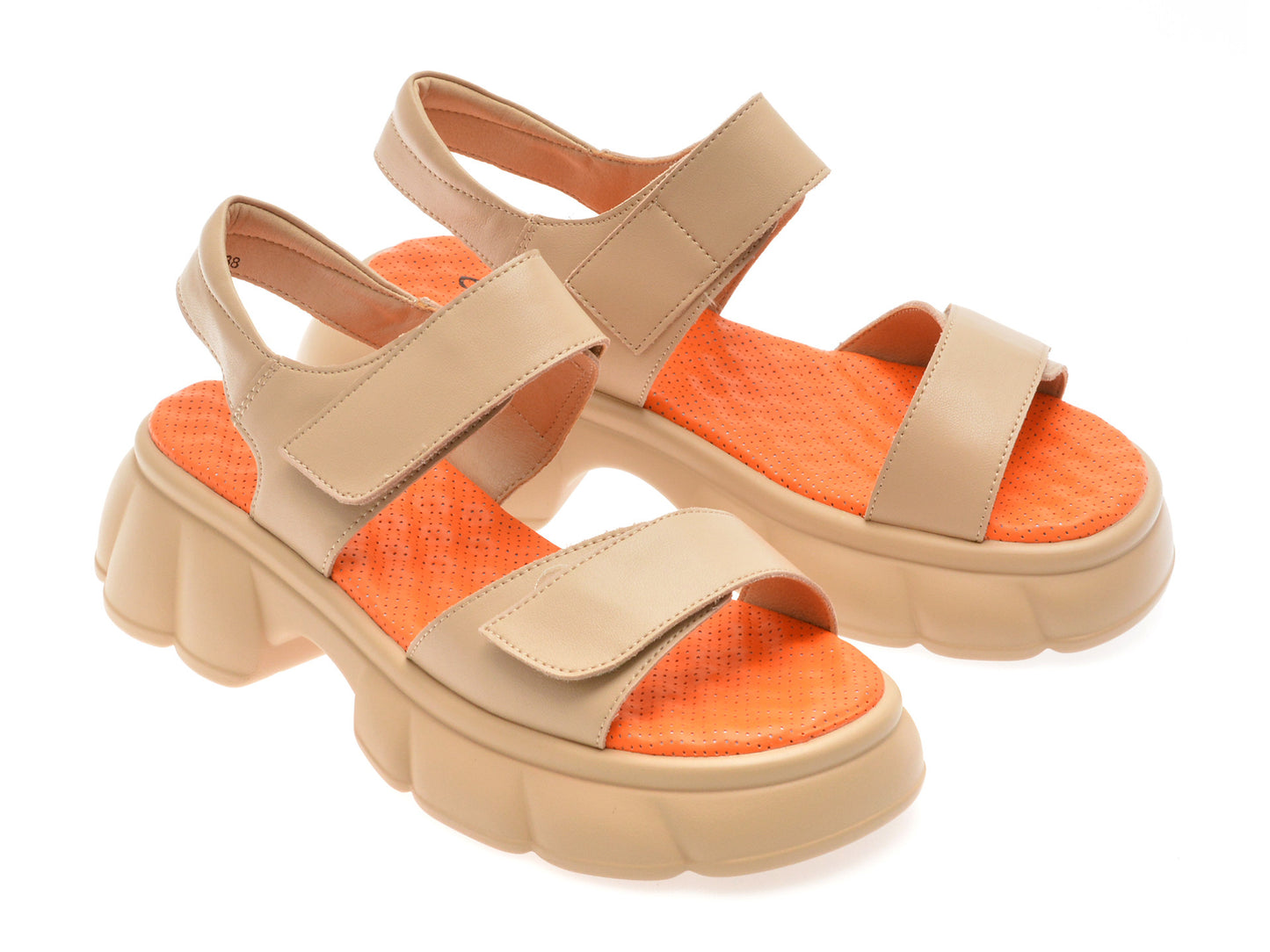 Sandale GRYXA nude, 66387, din piele naturala
