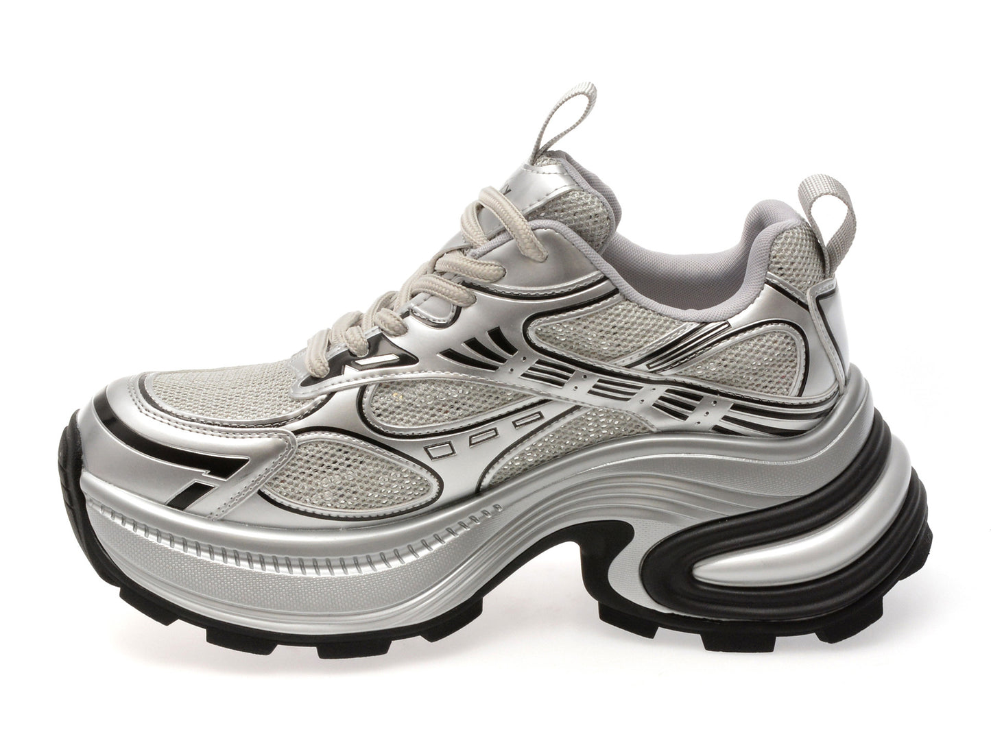 Pantofi sport GRYXA argintii, 1199, din material textil