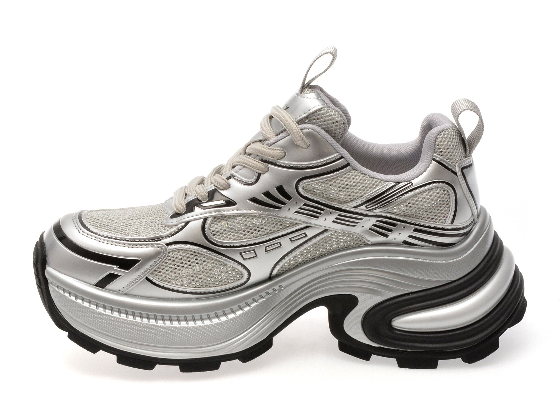 Pantofi sport GRYXA argintii, 1199, din material textil
