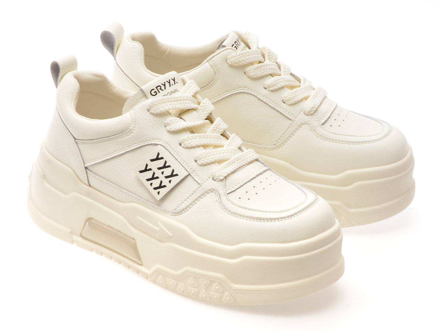 Pantofi sport GRYXA albi, 2315, din piele naturala