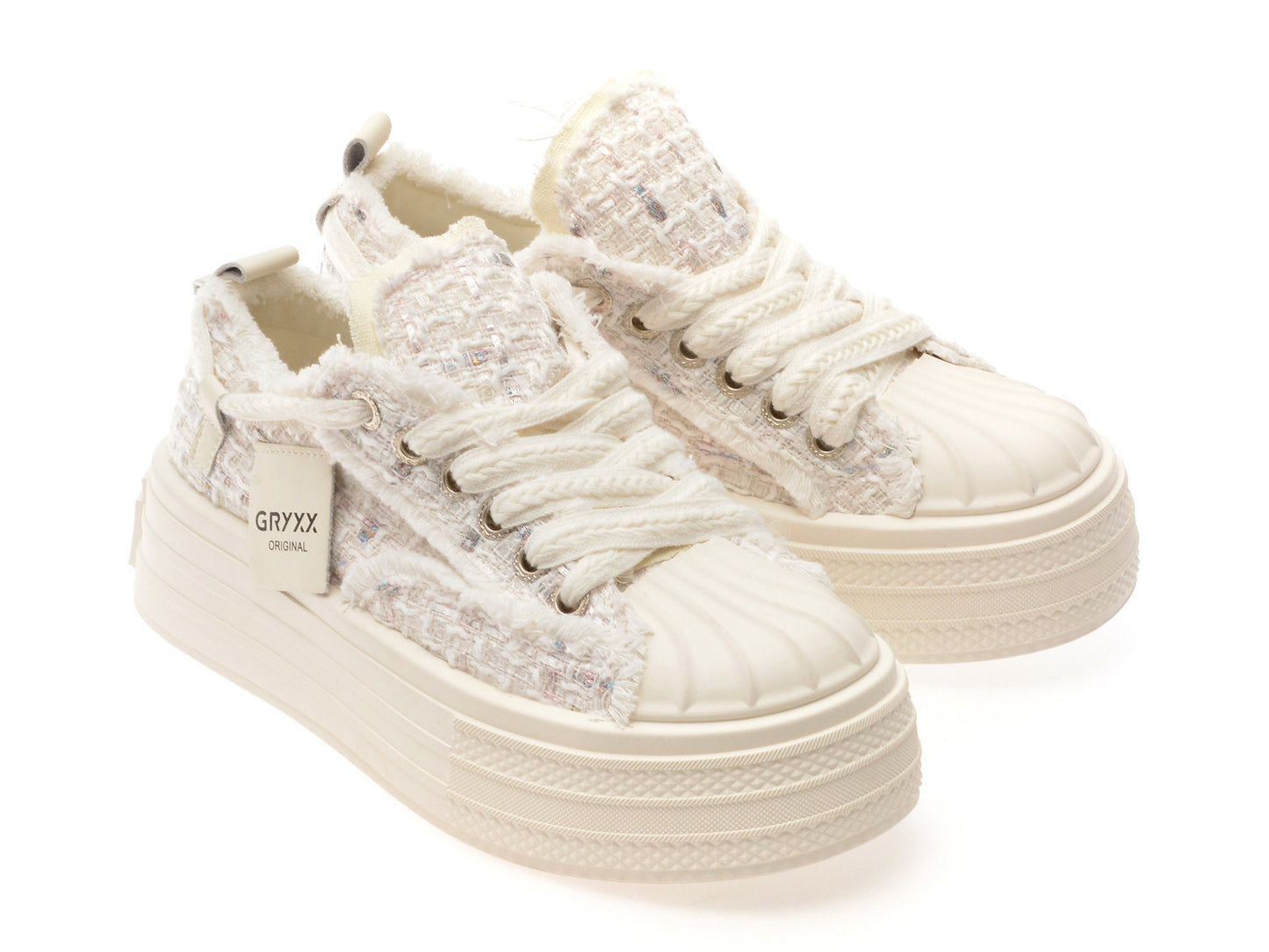 Pantofi sport GRYXA albi, 1128, din material textil