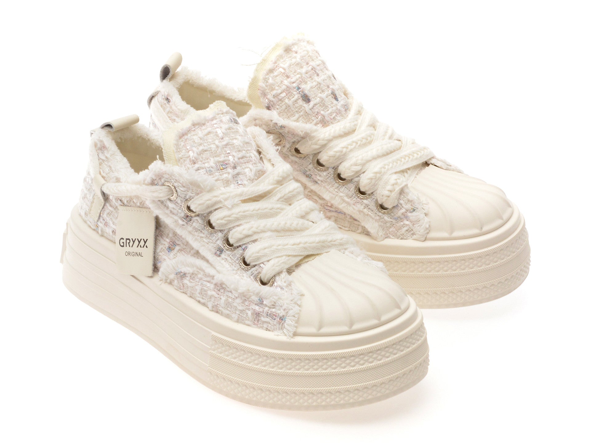Pantofi sport GRYXA albi, 1128, din material textil