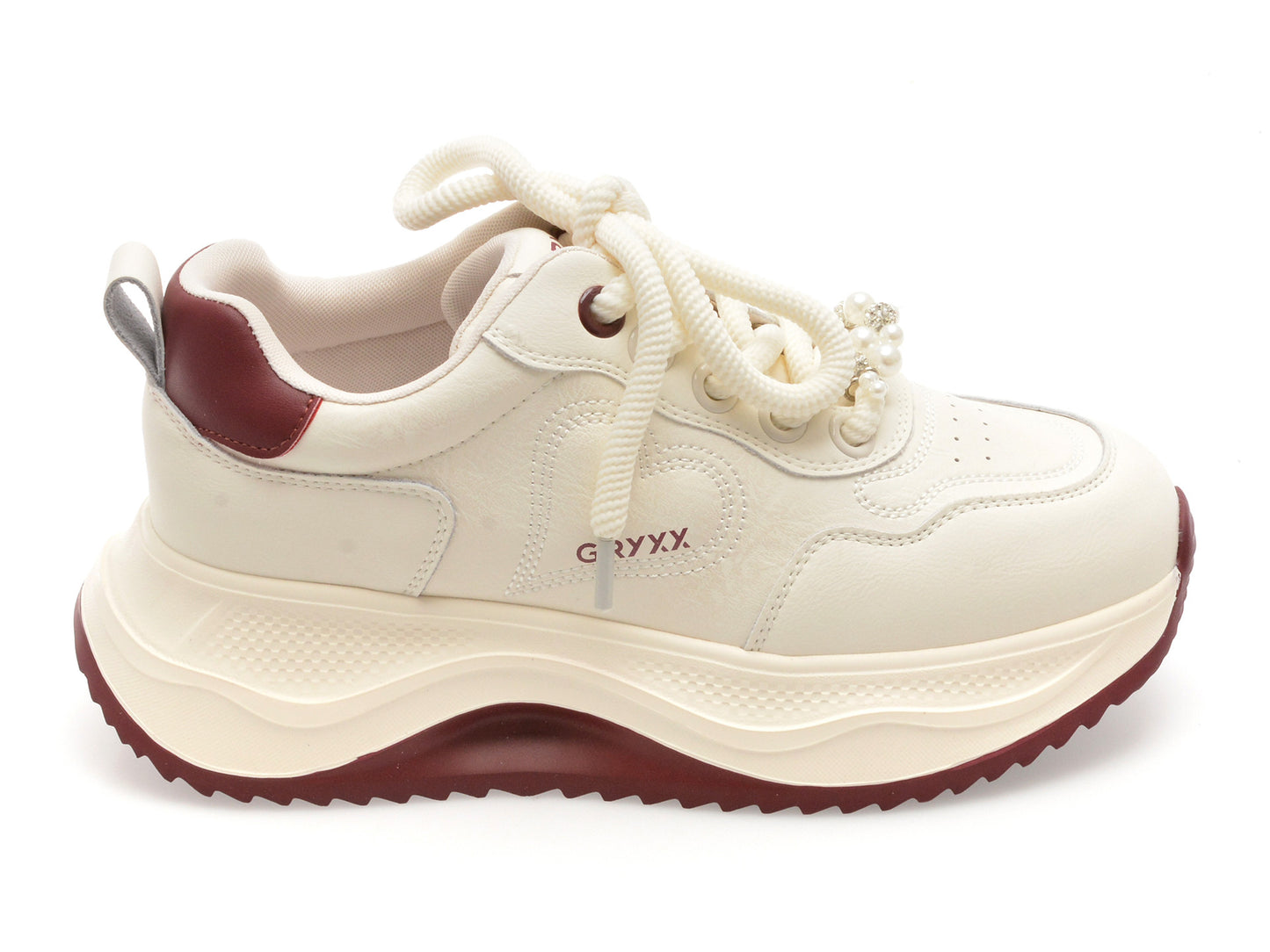 Pantofi sport GRYXA albi, 1165, din piele ecologica